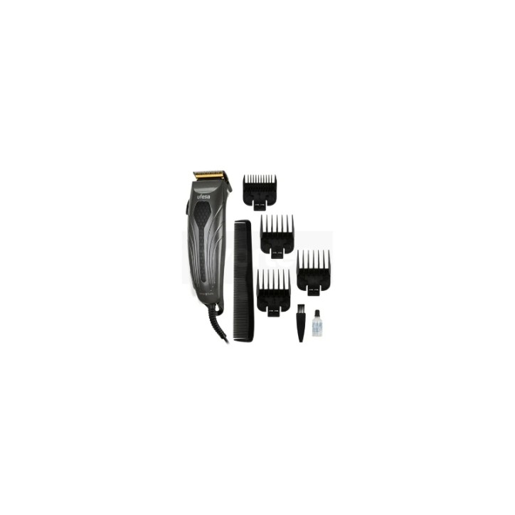 UFESA Cortapelos Motor AC, 4 peinesy accesorios, Cuchilla inox/titanio